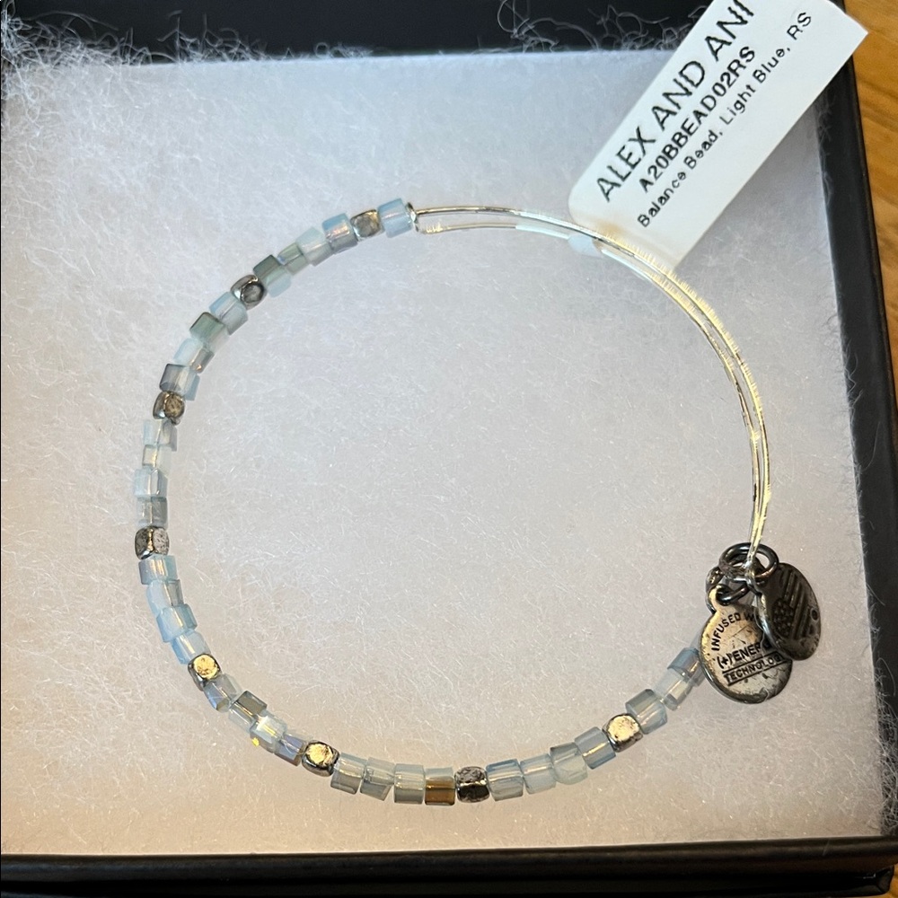 Alex and Ani Iridescent Blue Beaded Bracelet